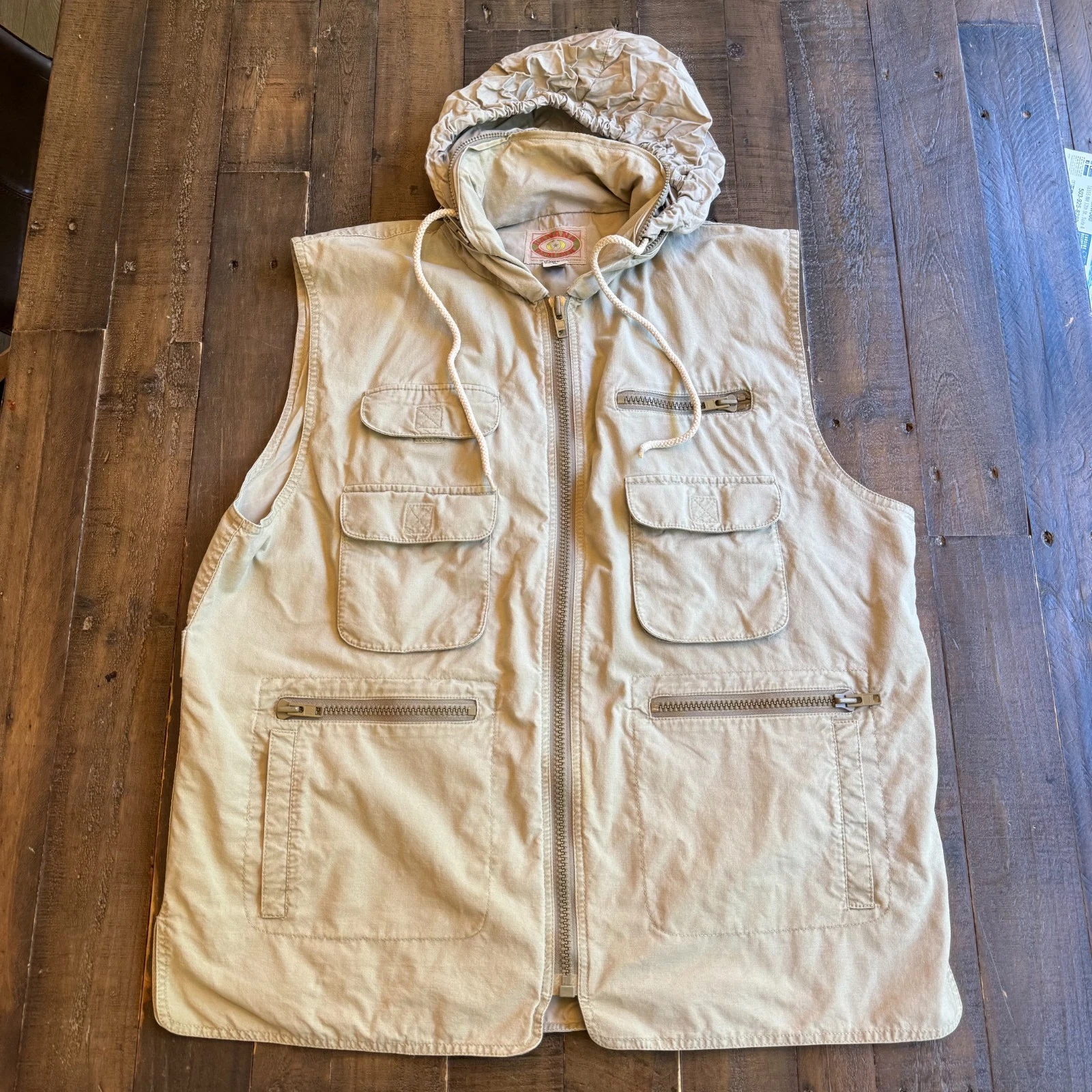 VTG Banana Republic Vest Mens XL Stow-able Hood Hunting Photography Hiking