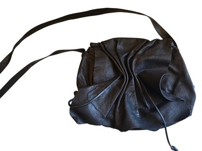 Vintage 1980s Black Leather Carlos Falchi Butterfly Shoulder Bag