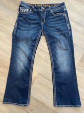 Rock Revival Women's Marie Easy Boot Embellished Distressed Denim Jeans - Sz 32