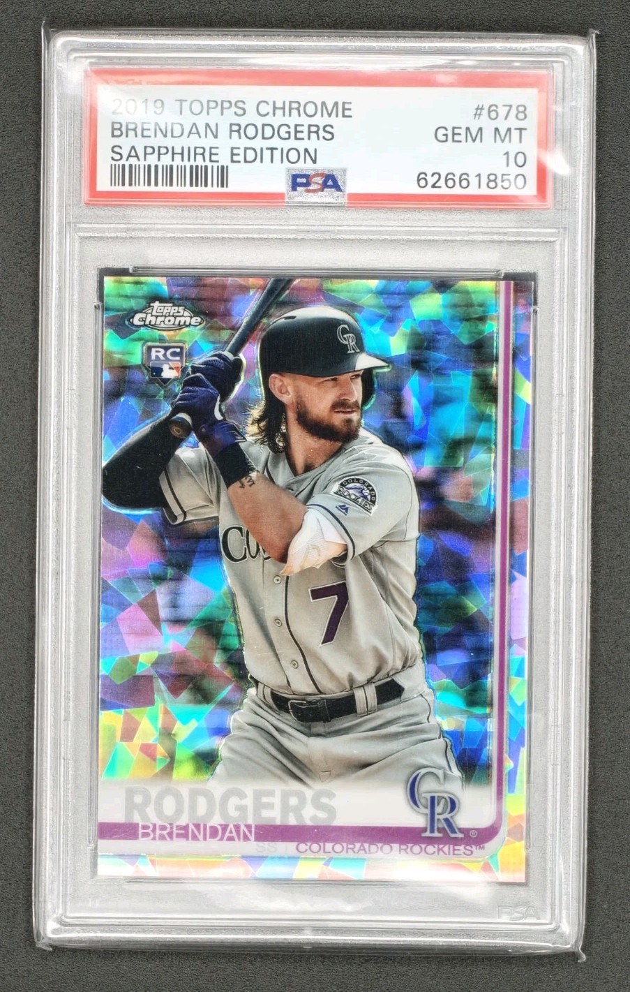 2019 Topps Chrome Sapphire Edition SP RC Brendan Rodgers #678 PSA 10 Gem Mint