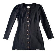 Reformation Micah Knit Dress in Black Long Sleeve Button Front Size Medium