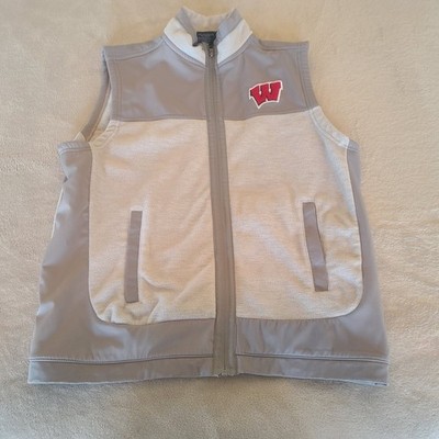 Wisconsin Badgers Mens Small Gray College Vest Full Zip Windbreaker