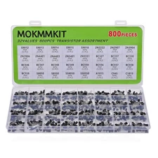 32 Values 800 Pieces Transistor Assortment Kit 2N2222 2N2907 2N3904