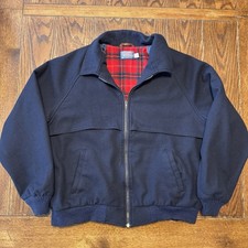 Vintage Pendleton Wool Jacket Men's XL Navy Blue Full Zip Bomber Plaid Lined