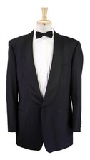 Vito Rufolo Black Shawl Lapel 1-Btn Tuxedo Formal Wedding 110's Wool Suit 40L