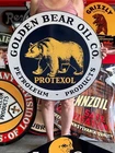 Vintage Old Style Sign Golden Bear Oil NOT Porcelain Made in USA 30x30
