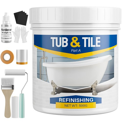 #ad Tub and Tile Paint Refinishing Kit 17.6oz Bathtub Refinishing Kit White with... $44.26