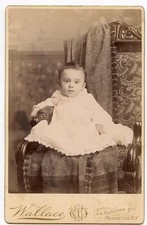Cabinet Photo - Cute Baby Sitting - Big Dark Eyes - Manchester, New Hampshire