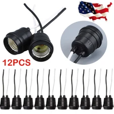 Waterproof Lamp Socket 12 Pack Black Pigtail Lamp Holder Socket E27