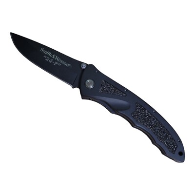 Smith & Wesson 24-7 Linerlock Pocket Knife CK35 Fold Black Handle Clip Great Con