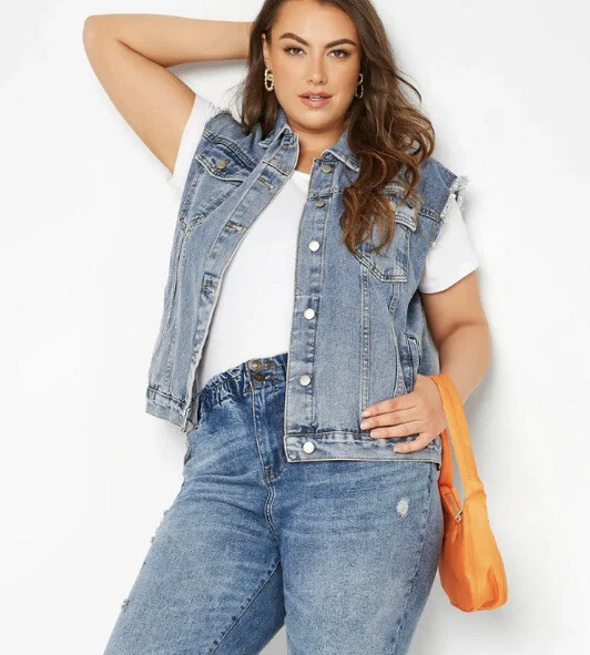Plus denim best sale vest