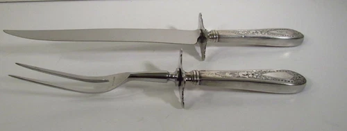 KIRK STIEFF ENGRAVED "BETSY PATTERSON"  STERLING HDL - LARGE 2PC CARVING SET