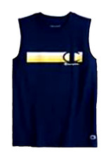 New 16.00 CHAMPION Boys Logo Graphic Muscle Navy Tees - Size: L 14-16