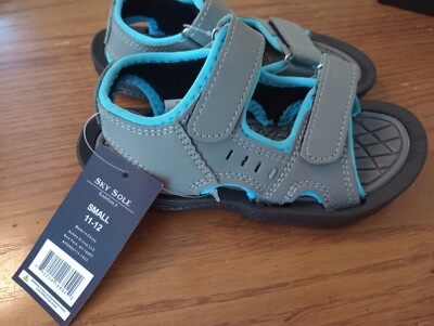 Sky Sole Sandal Boys  Size 11-12 Small Blue and Gray