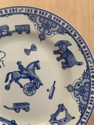 Edwardian Childhood Salad Plate By Spode Blue White England 7.75" Discontinued - Picture 4 of 10