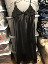 Vera Wang Nightgown Black Knee Length Chiffon Bodice Satin Size Small