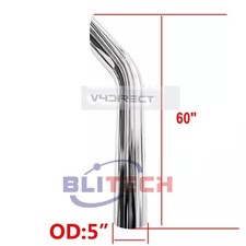 5 Od X 24 36 48 60 Inch Bull Horn Stack Pipe Exhaust Semi Truck Tube Chrome