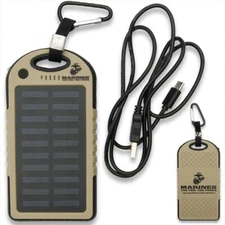 USMC 8,000 mAh Solar Charger and Power Bank | Dual USB | LED | Portable Charger