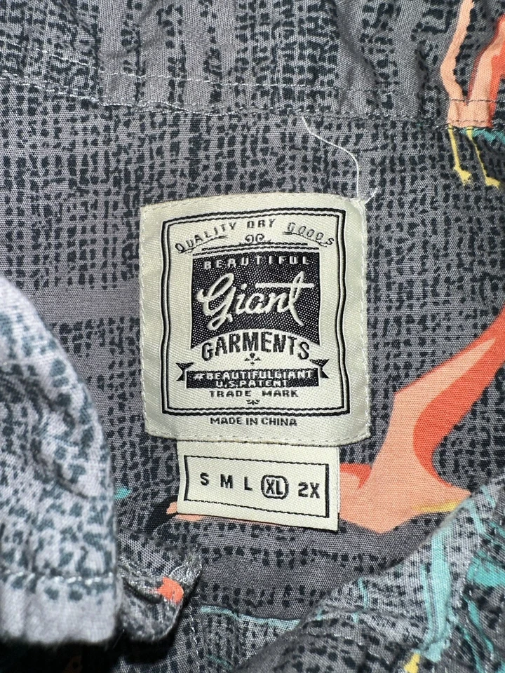 Красивая гигантская мужская рубашка фламинго птеродактиль с коротким рукавом на пуговицах ретро - Изображение 3 из 4