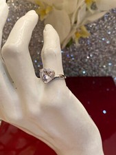 STERLING SILVER 925 HEART ENGAGEMENT RING Sz 6