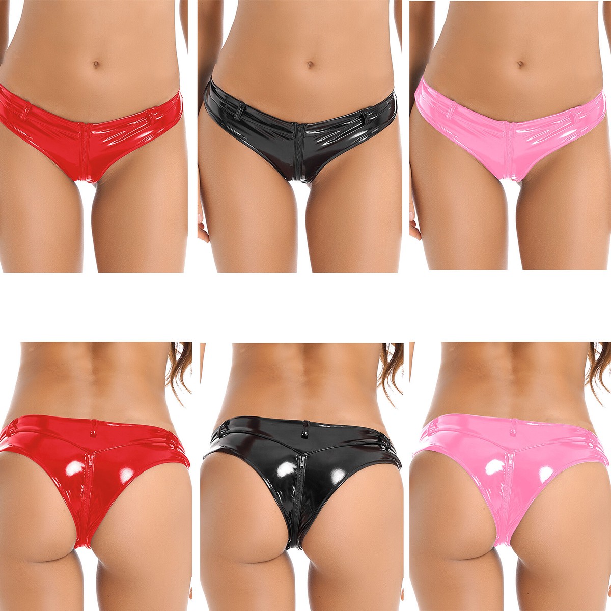 Womens Briefs S-4XL Underwear Zipper Crotch Panties Club Clubwear Metallic  Sexy | eBay