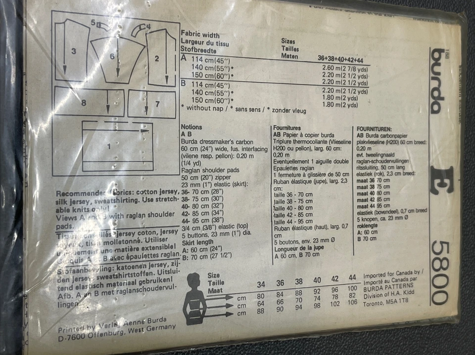 UNCUT Vintage Burda 5800 Sz 10 12 14 16 18 Low Waist Banded Top Slit Skirt - Image 2 of 2