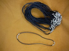 WHOLESALE Lot of 50 Black cotton cord 18" necklaces, silver alloy beads jewelry