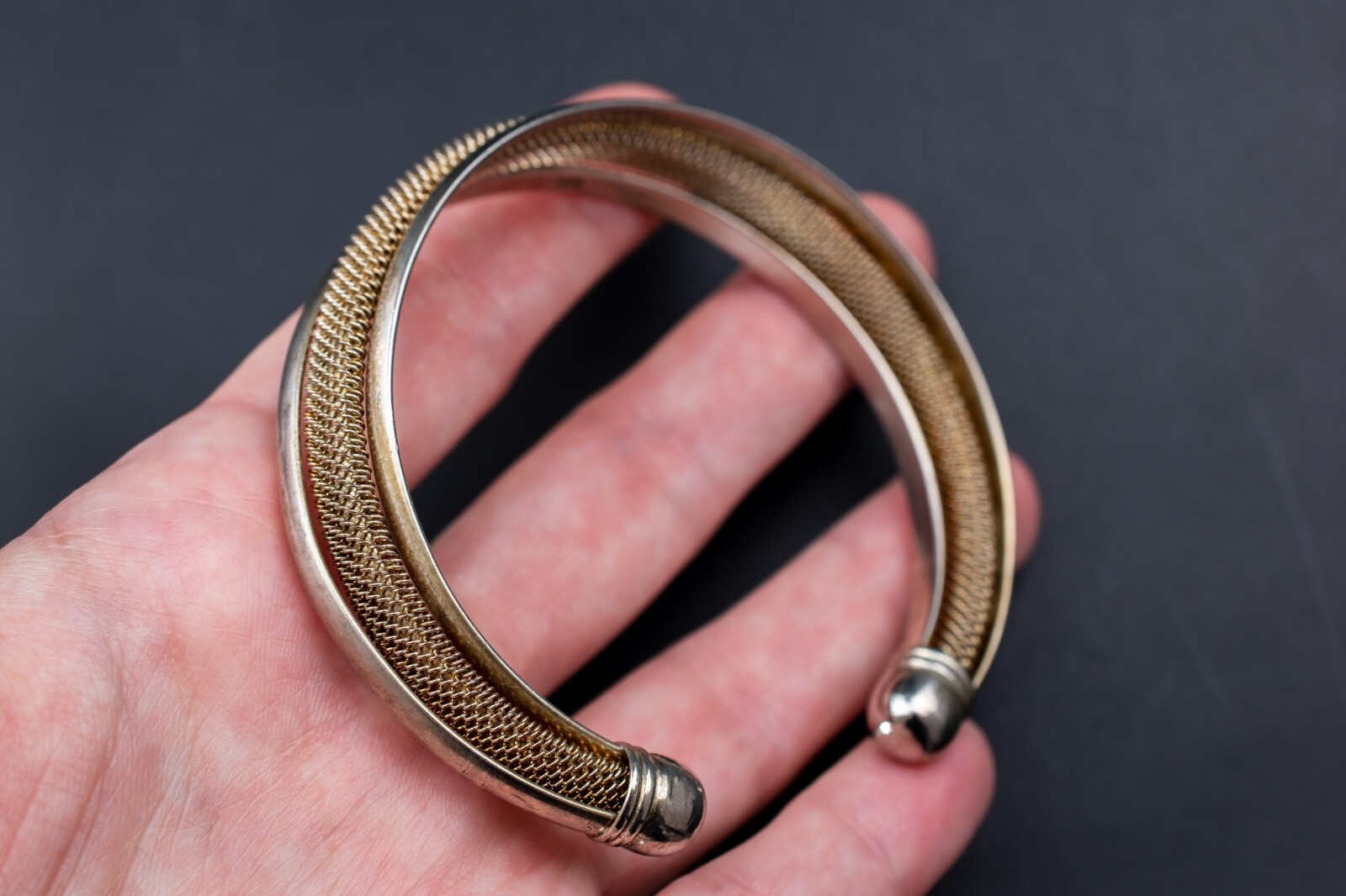 Mesh open bangle sterling silver, basic accent st… - image 7