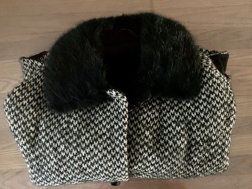 Couture PONCHO, dickes Woll- Cape: Eis-Prinzessin, Vintage, 50/60er, Hahnentritt - Bild 11 von 12