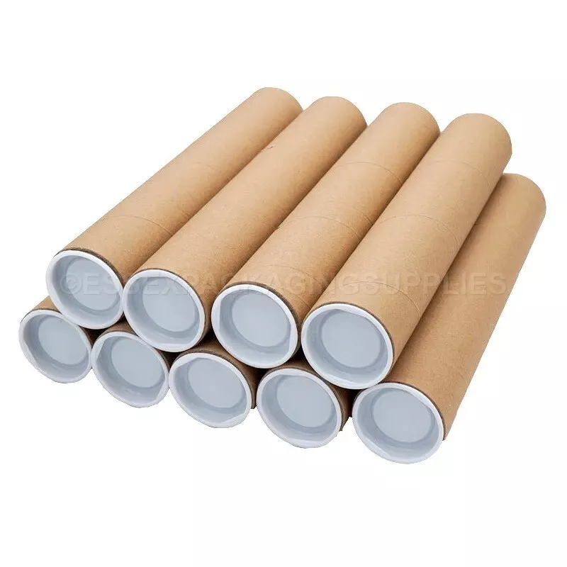Kraft Cardboard Tubes Packaging Cylinder White Caps 76mm A0 A1 A2