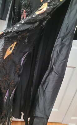 Giffniseti Black Satin Sequin Long Sleeve Formal Maxi Dress - Plus Size 3X  | eBay