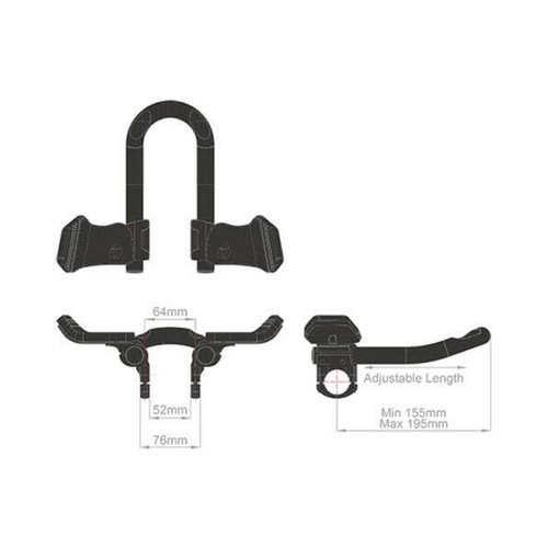 Controltech TTH-14 Falcon Mini Clip-On Bike Aerobars for TT/Triathlon, Gray, ... - Picture 3 of 3