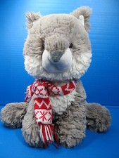 Gund Grey Fuzzy Fox w/ Scarf Stuffed Plush 12" 4060438