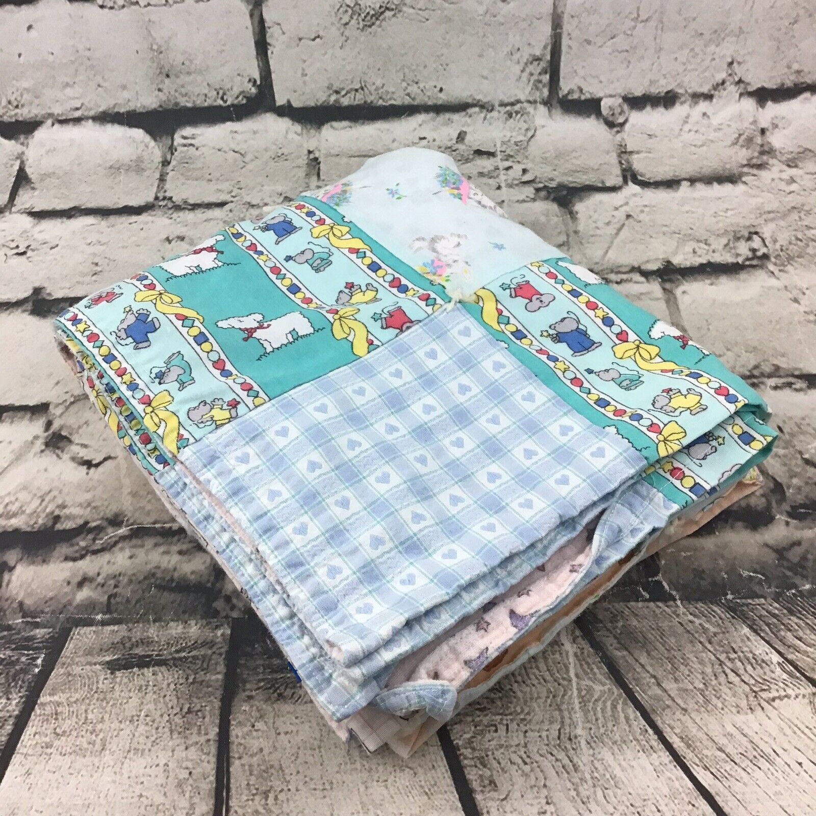 Handmade Shipping included Childrens Patchwork Quilt Kit 34”X44” Springtime Bunnys Bargain sale