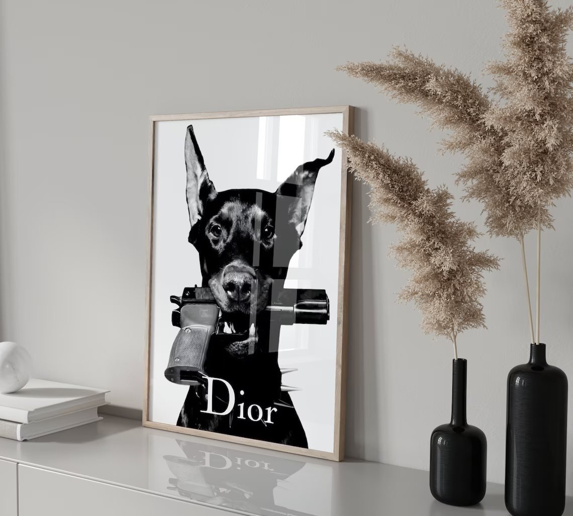 Doberman Gun Wall Art Poster Premium Quality Choose your Size | eBay