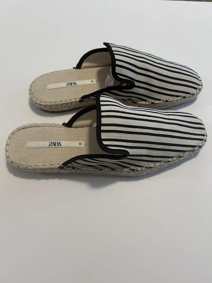 Zara Stripped Fabric Espadrilles Mules Size 38 US - 7.5 NWOT - Image 3 of 4