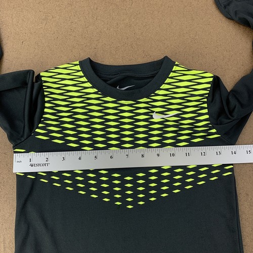 Nike Dri-Fit Kids Size 6 Black Bright Yellow Long Sleeve Athletic T-Shirt - Picture 8 of 11