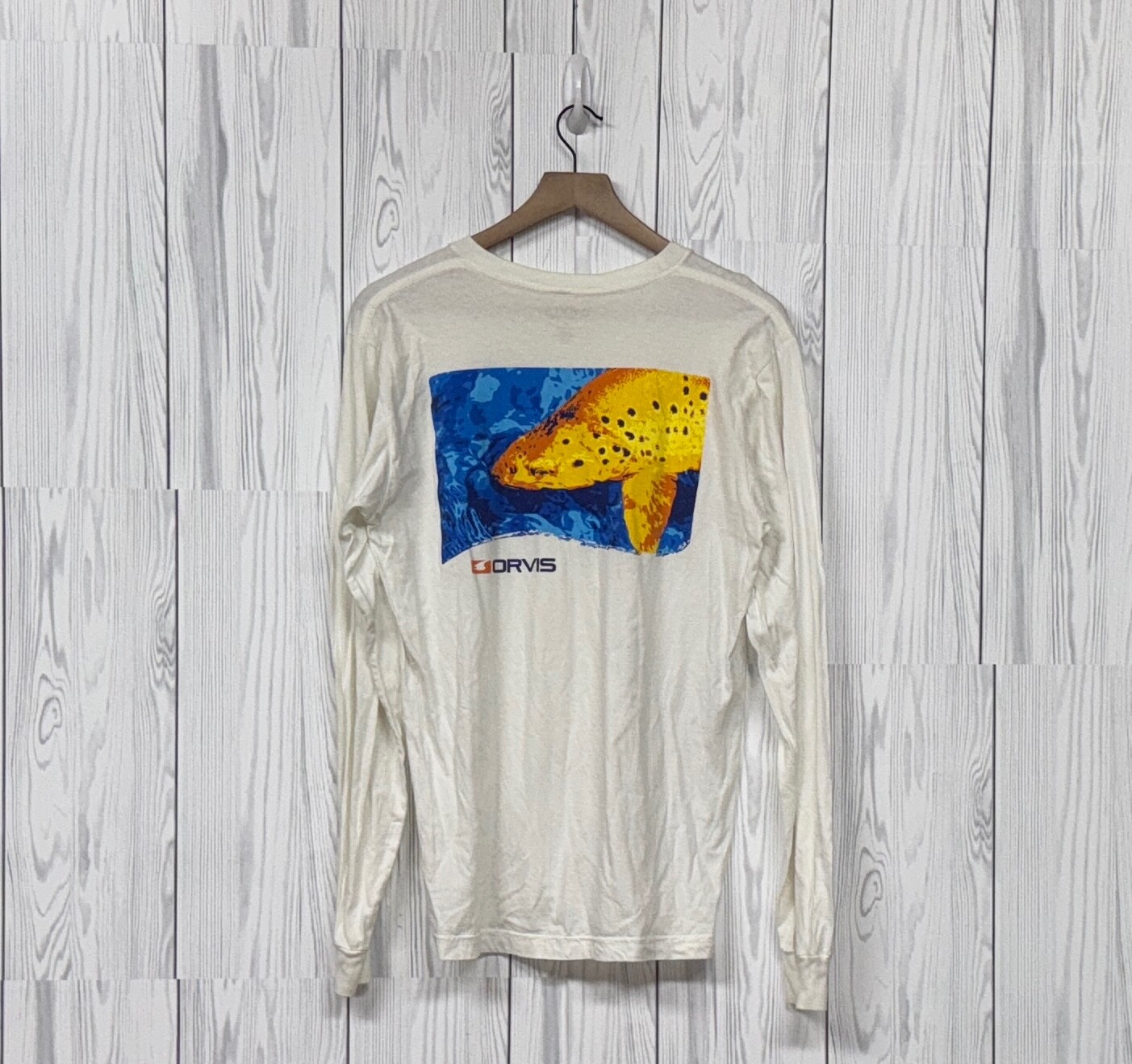 Orvis long sleeve t shirt womens size medium graphic print white crew neck