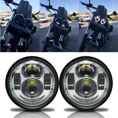 Für 2008-17 Harley Davidson Fat Bob FXDF 4.65'' LED Dual Projektor Scheinwerfer