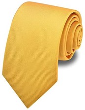 Branduce 3.15"  8cm  Men's Solid Color Formal Woven Necktie  Gift Box Yellow
