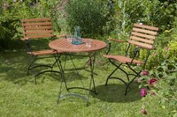 Merxx GartenmöBel-Set Schlossgarten 3-Teilig, Tisch Ø 70 Cm Stahl/Eukalyptusholz