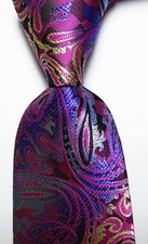 New Classic Paisley Red Gold Blue Black JACQUARD WOVEN Silk Men's Tie Necktie