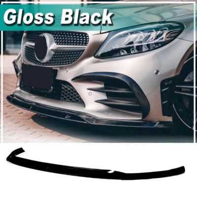For Benz W205 C205 C43 2019-2021 Glanz Schwarz Front Bumper Lip Spoiler Splitter