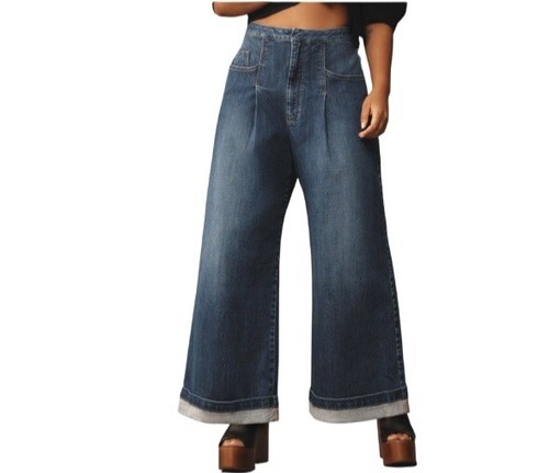 Jeans donna Pilcro Anthropologie The Emory vita alta gamba larga taglia 27 Petite - Foto 3 di 8