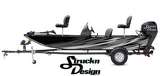 Gray Scratched Torn Curved Black Fishing Boat Wrap Abstract Fish Decal US Vinyl