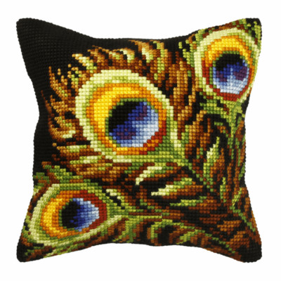 Orchidea Cross Stitch Kit: Kissen: Gro�: Pfauenfedern
