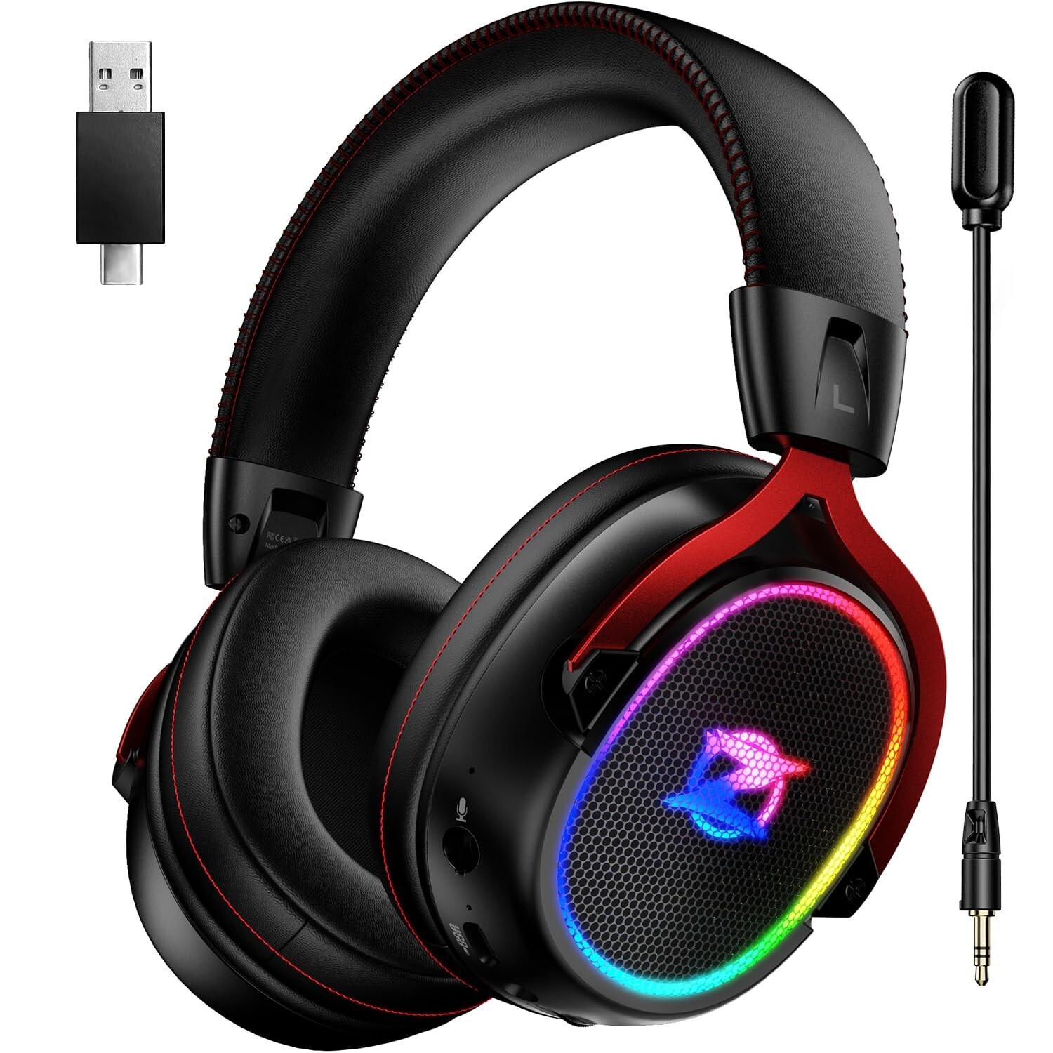 Ozeino 2.4Ghz Wireless Gaming Headset for PC PS5 PS4 Lossless Audio USB/USB-C