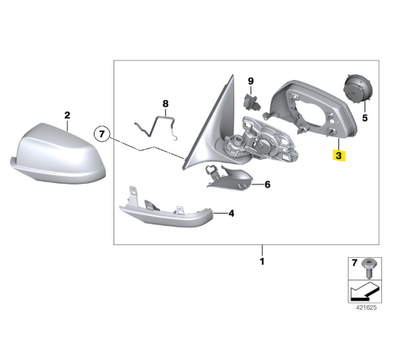 BMW Genuine Right Wing Door Mirror Support Trim Ring 5 6 7 Series 