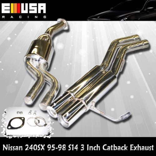EMUSA Dual Catback Exhaust 3" For 1995-1998 Nissan 240SX S14 — 第 2/4 张图片
