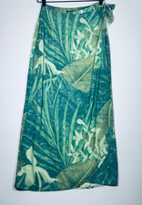 Jams World Wrap Skirt Medium Green Tropical Floral Hawaii Rayon Resort Aloha